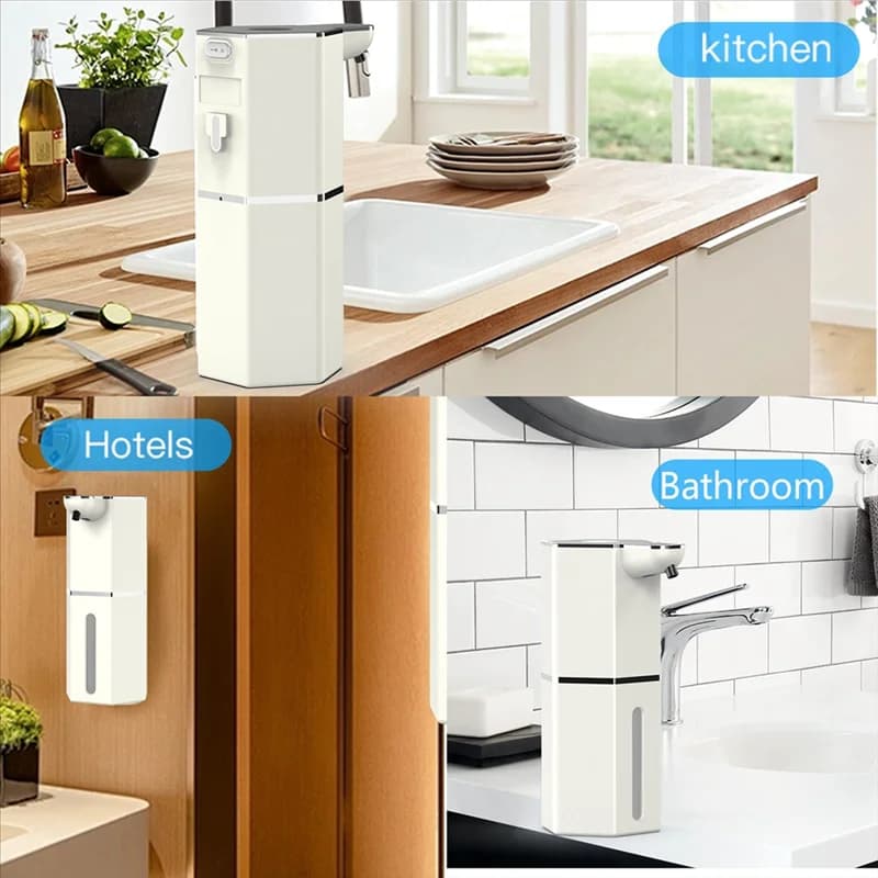 VELIF-Dispenser automatico di sapone Touchless Schiuma: dispenser di sapone ricaricabile in schiuma montato a parete per bagno
