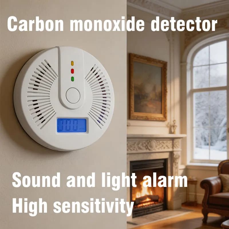 Household Carbon Monoxide Alarm CO Detector LCD Display Alarm Device Fire Sound and Light Alarm for Toxic Gas Leakage Detector