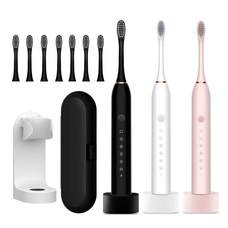 Rechargeable USB Ultrasound Electric Toothbrush with Adult Base 6 Mode IPX7 Sonic Toothbrush Support for Waterproof Travel Box