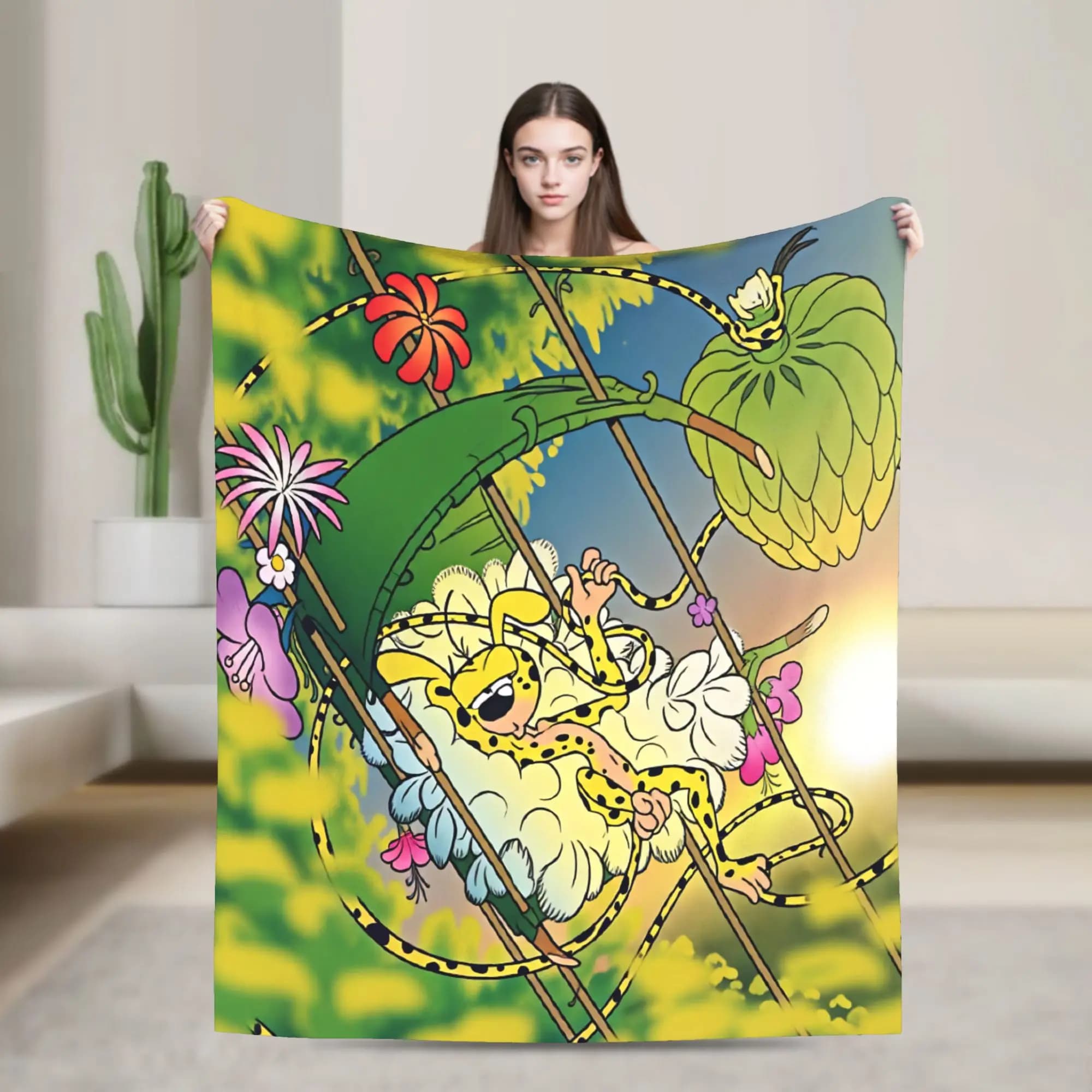 Marsupilamis Flannel Blanket Spring Super Warm Throw Blanket for Child Home Decor Novelty Bedspread Sofa Bed Cover