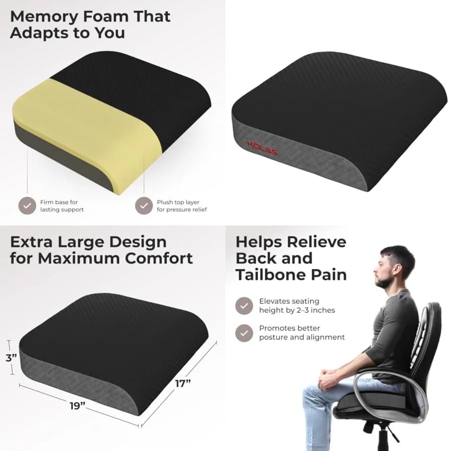 Cuscino per Sedia Extra Large, Elegante Rivestimento in Velluto, Memory Foam per Sedia da Ufficio, Cuscino da Pavimento, Supporto per Dolore alla Schiena e al Coccige