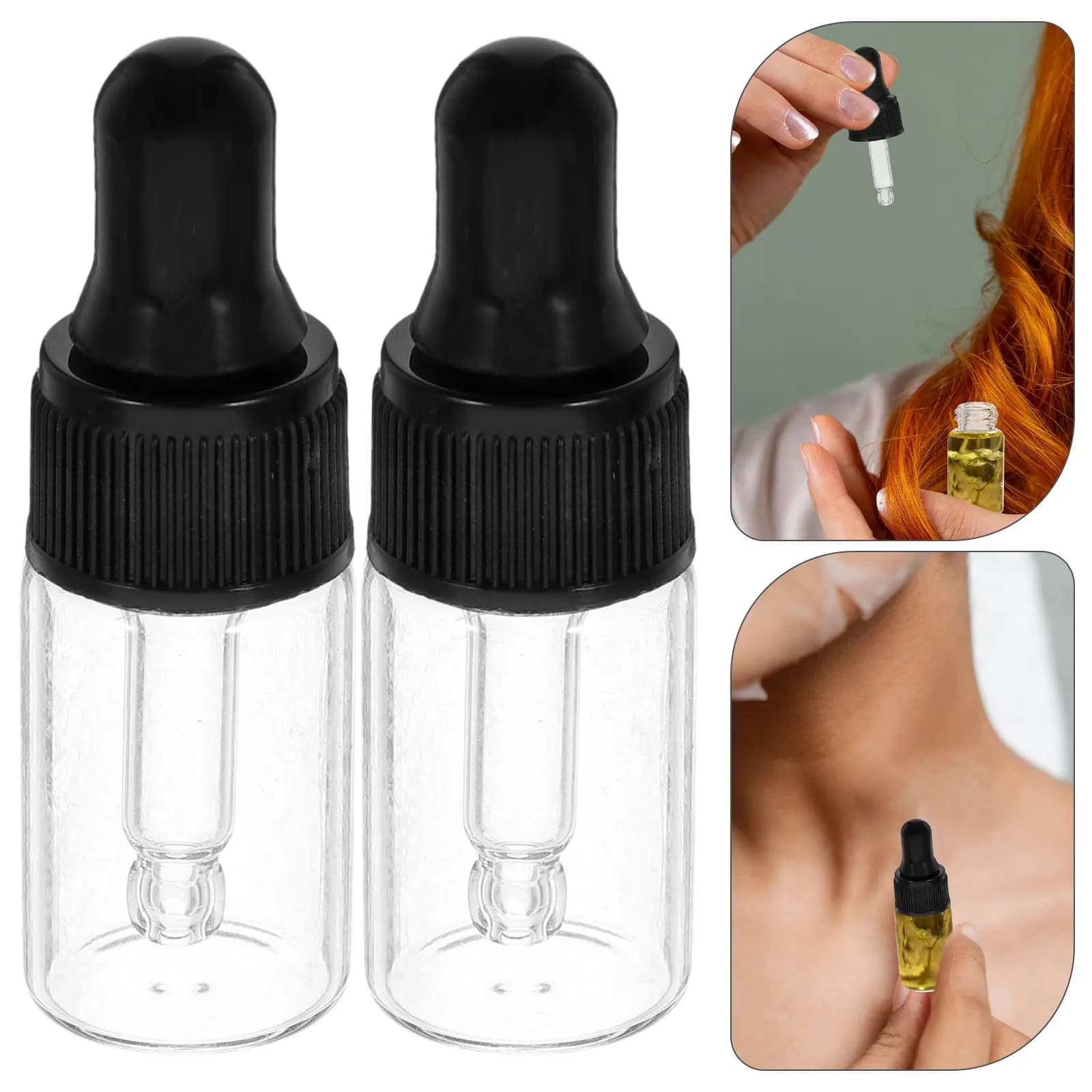 20 Pezzi Mini Flaconi Contagocce Trasparenti in Vetro, Formato da Viaggio, Fiale Campione a Prova di Perdite con Tappo Fine per Olio Essenziale, Profumo, Lozione