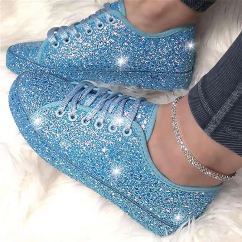 Plus Size 35-43 Sneakers da allenamento con plateau con paillettes scarpe basse scarpe comode per le donne Lace Up Casual Zapatos De Mujer