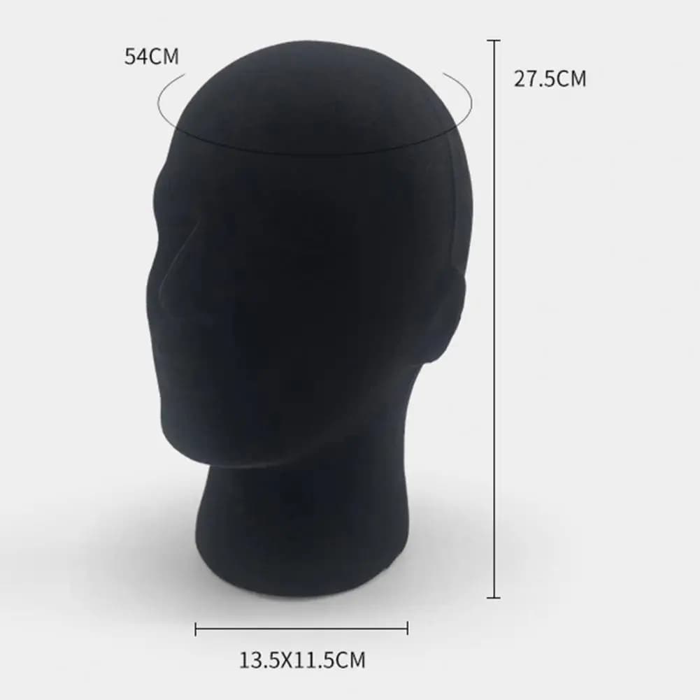 Parrucca in schiuma nera Testa alta Manichino maschile Posticci Display Holder Cappelli Occhiali da sole Cuffie Copricapo Stand Cosmetici Modello Prop
