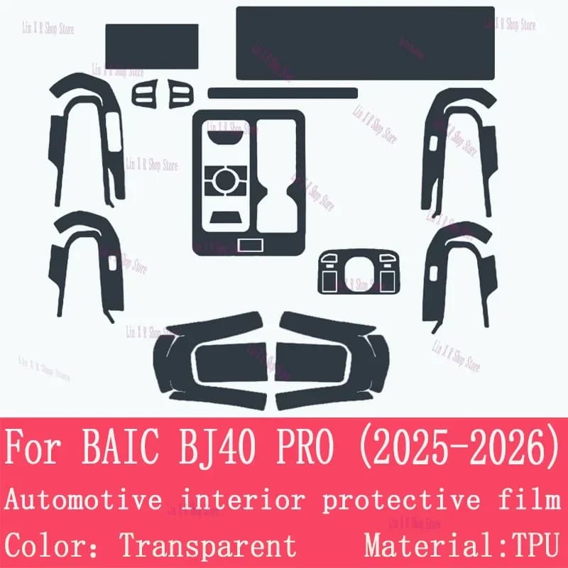 Anti-Graffio TPU Protective Film for Switching Panel and Navigation Screen BAIC BJ40 PRO 2025-2026, Interior Wall decal Auto PPF