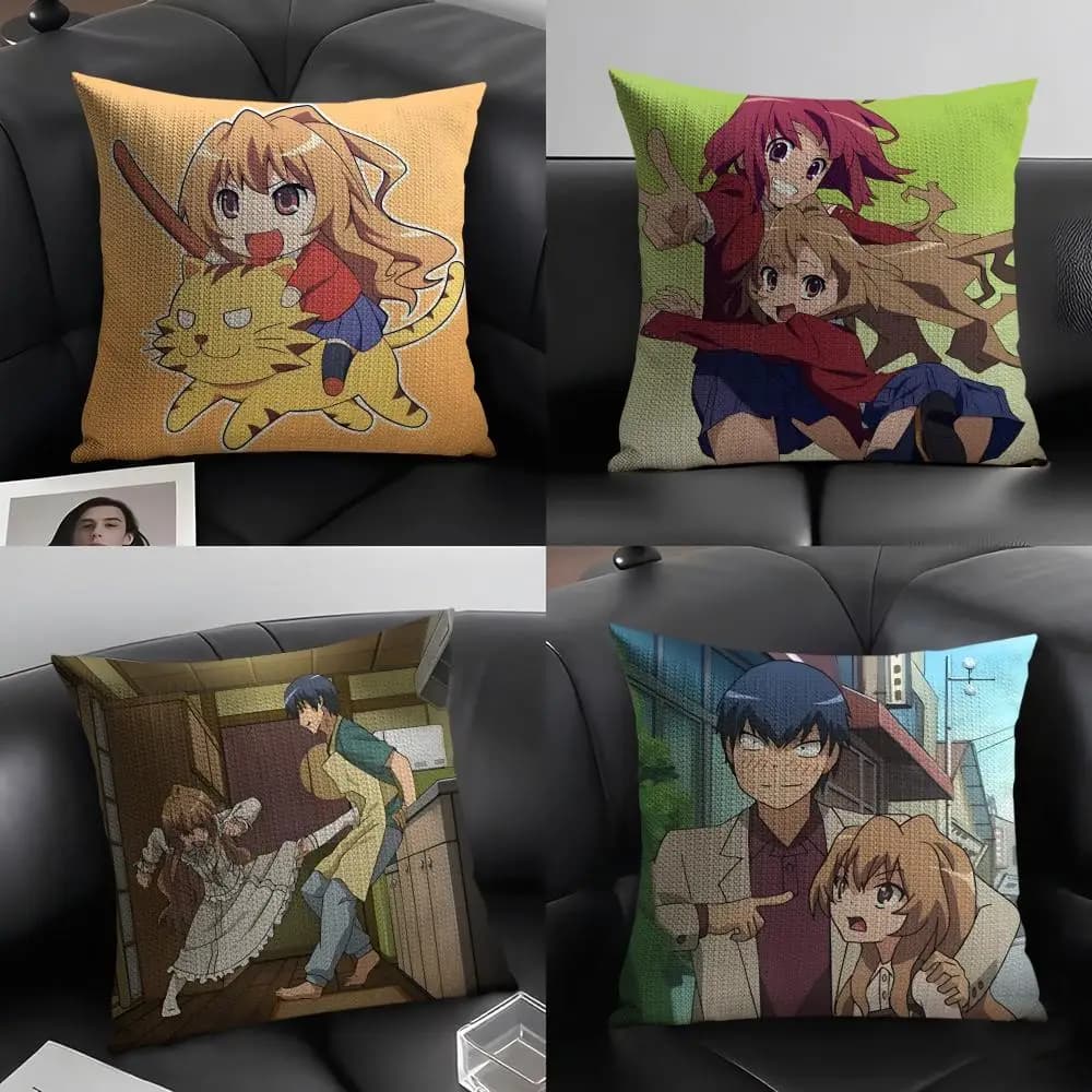 Anime T-Toradora! Fodere per cuscini in lino per divano decorativo, cuscini per la casa, fodere per cuscini per auto e sedia