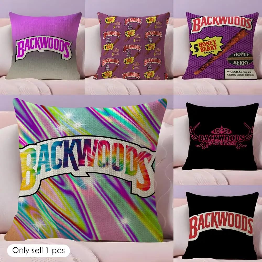 Cool B-BackwoodS Cushion Cover Natural Linen Organic Fabric Double-Sided Printing Sofa Home Decor Gift Pillow Cover