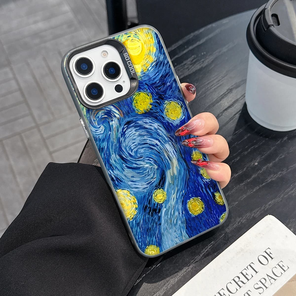 Cover per iPhone Starry Van Gogh per iPhone 17 Air 16 15 14 11 Pro 13 12 Mini Xs 8 7, Opaca, Laser, Antiurto, Coque