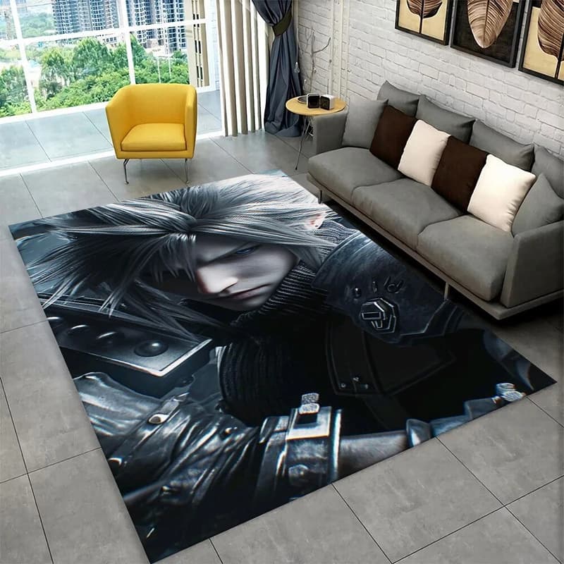 Tappeto Cloud Tifa Final Fantasy Games Sephiroth per camera da letto, soggiorno, divano, sala giochi, tappetino per la casa, tappeto antiscivolo