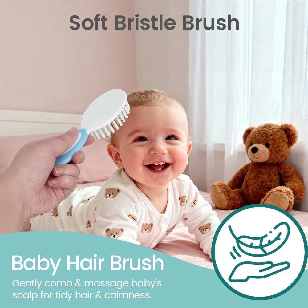 Set di 3 spazzole per capelli per neonati, con setole morbide e denti arrotondati, per la cura della crosta lattea dei neonati e dei bambini piccoli