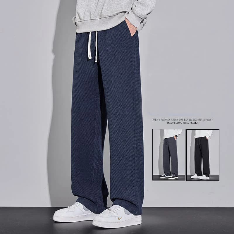 Men's Sports Pants Spring Autumn Fashion Korean Sportswear With Drawstring Wide Straight Pants Wide Leg Shorts Casual Wide Cotton Pants