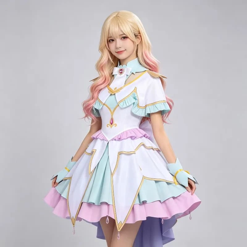 Halloween Costume Women Magical Cosplay Costume Pastel Ruffle Skirt Set Fairy Fancy Dress for Halloween Party Stage Uniform