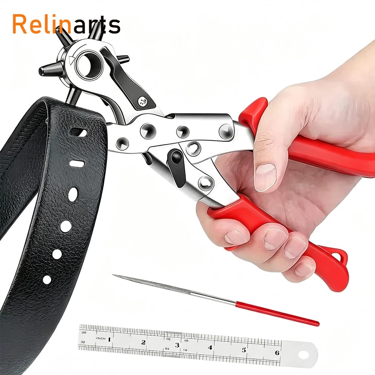 1Pcs Leather Belt Hole Punch Plier Round Oval Hole Puncher for Watch Strap Shoe Strap Fabric DIY Craft with Grinding Needle