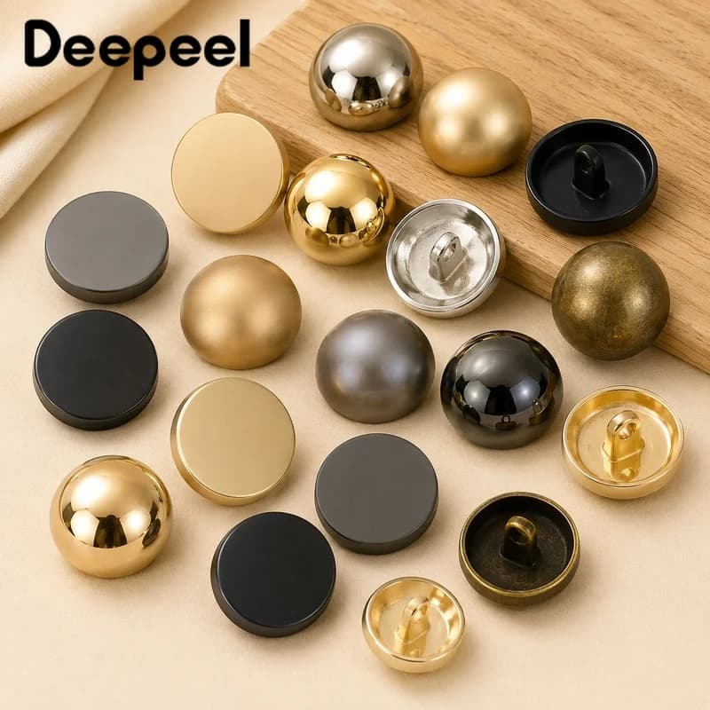 10Pcs 10-28mm Metal Shank Buttons Flat Head Round Clasps for Coat Jacket Dress DIY Sewing Buckle Accessories Craft Supplies Kit