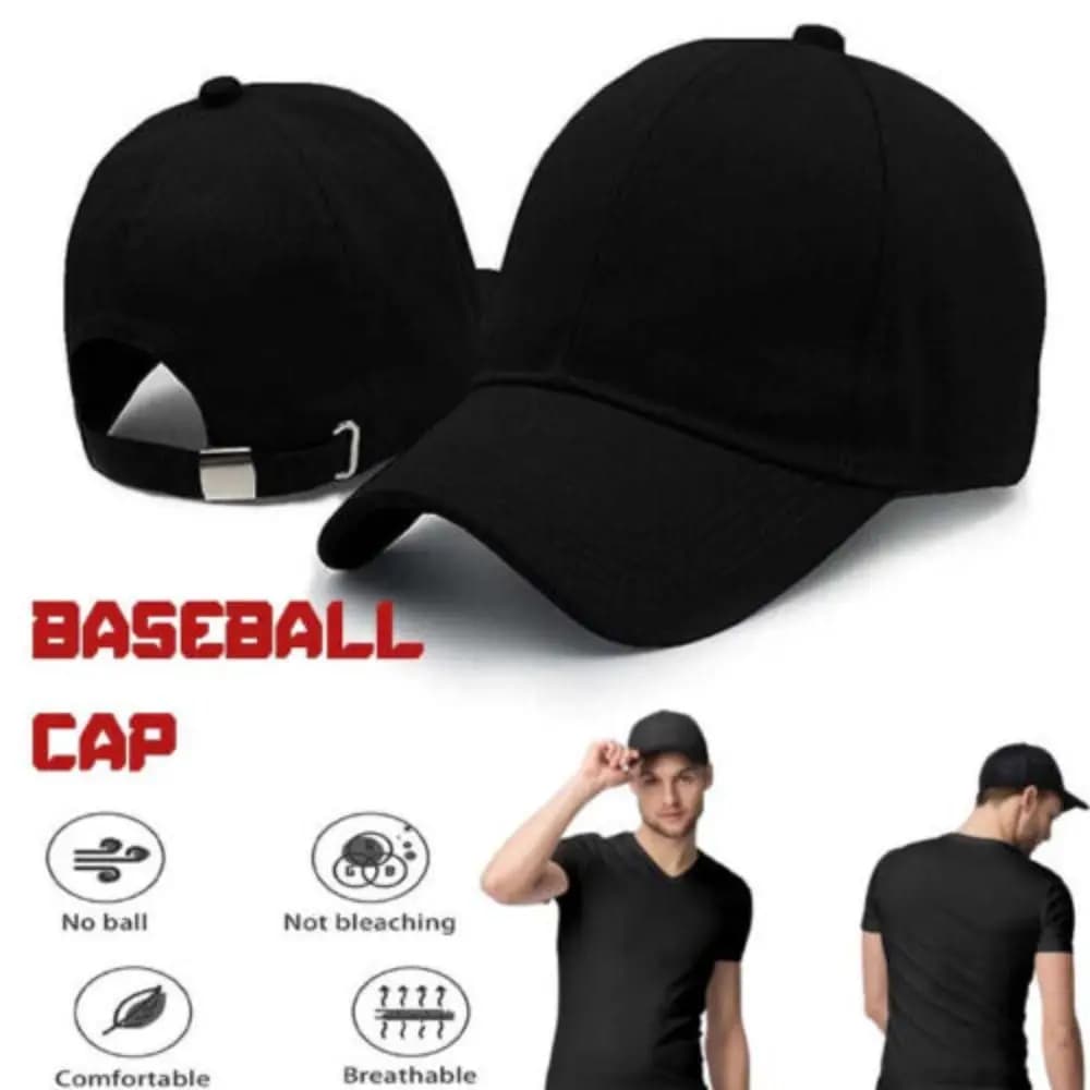 Mens Women Adjustable Wide Brim Peaked Cap Cotton Baseball Cap Summer Hat Sports Cap
