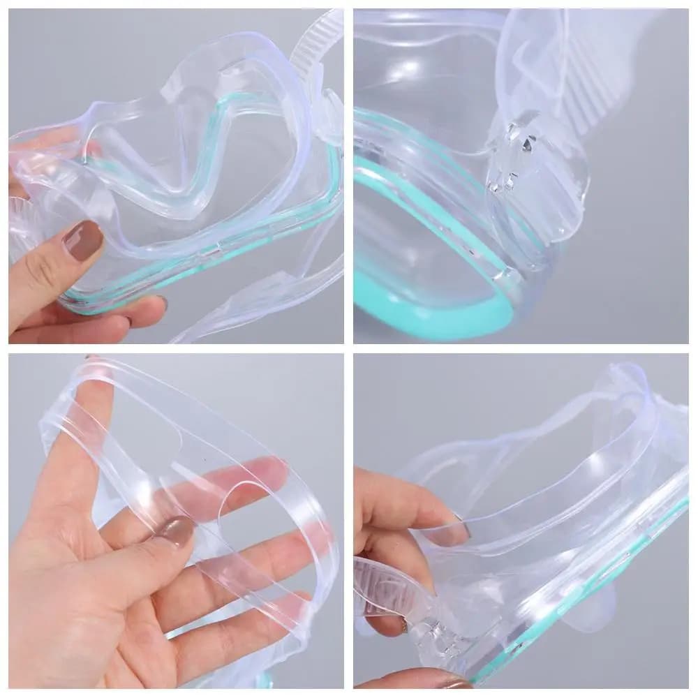 Occhialini da Nuoto in Vetro PC con Copertura per il Naso, Cinturino in PVC, Maschera Subacquea per Bambini, Anti-Perdita, Colori Vivaci, Occhialini da Snorkeling per Giovani