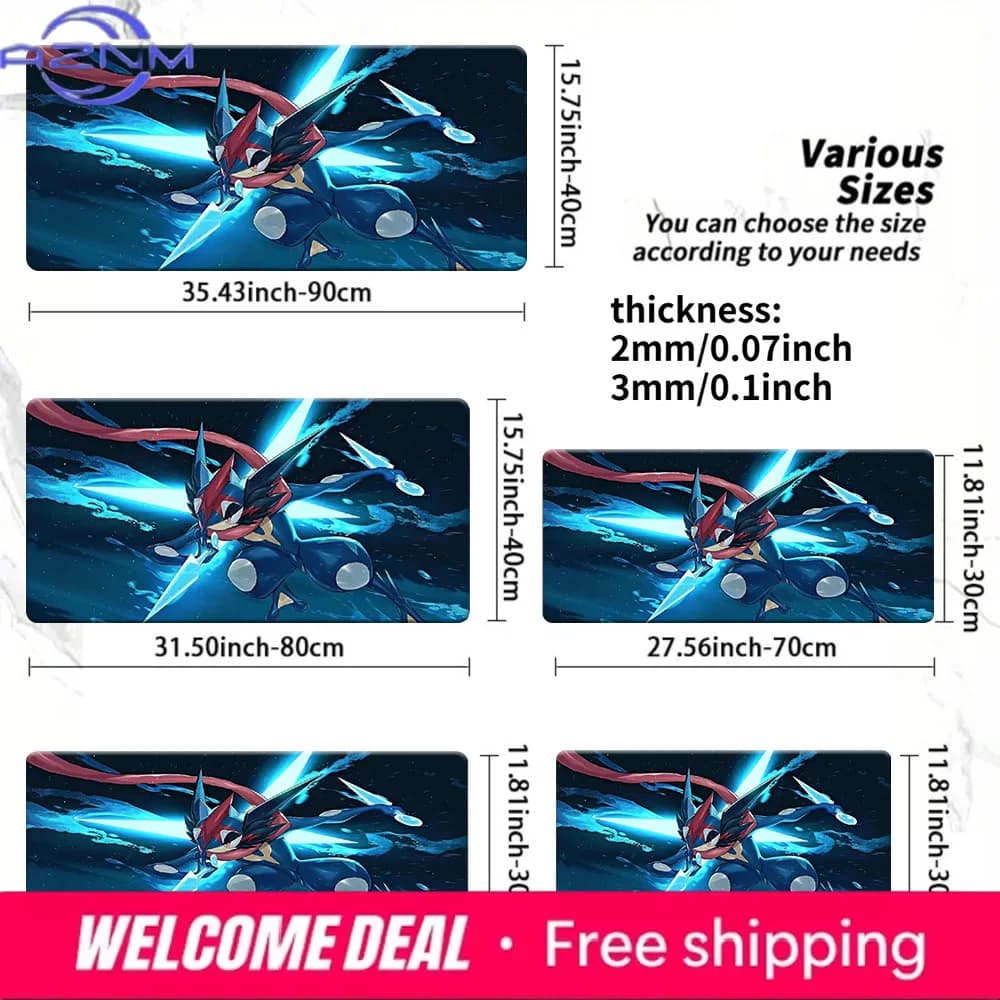 Tappetino da gioco Ash-Greninja Water Shuriken TCG, antiscivolo e lavabile, per scrivania