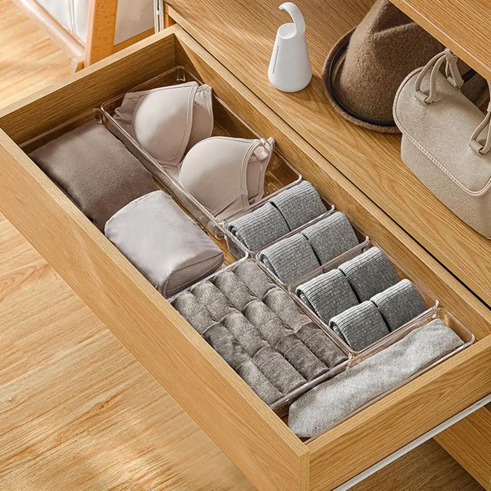 Storage Box More Compartments Transparent Large Drawer Organizer Box With Handle Photo Container Inner Case For Home Bedroom