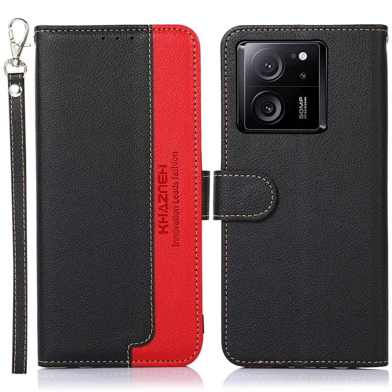 Custodia a portafoglio in pelle bicolore con slot per carte e protezione anticaduta RFID per Xiaomi Redmi K60 K50 Ultra Pro Gaming K50i