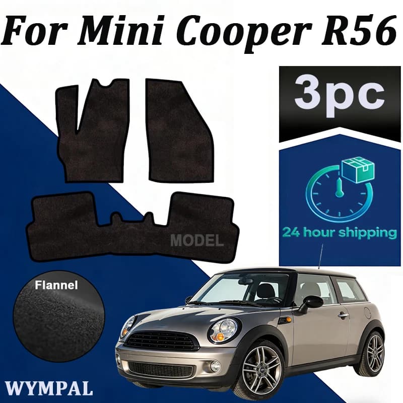 Velour rugs set for Mini Cooper R56 hatchback (2006-2013) -Black