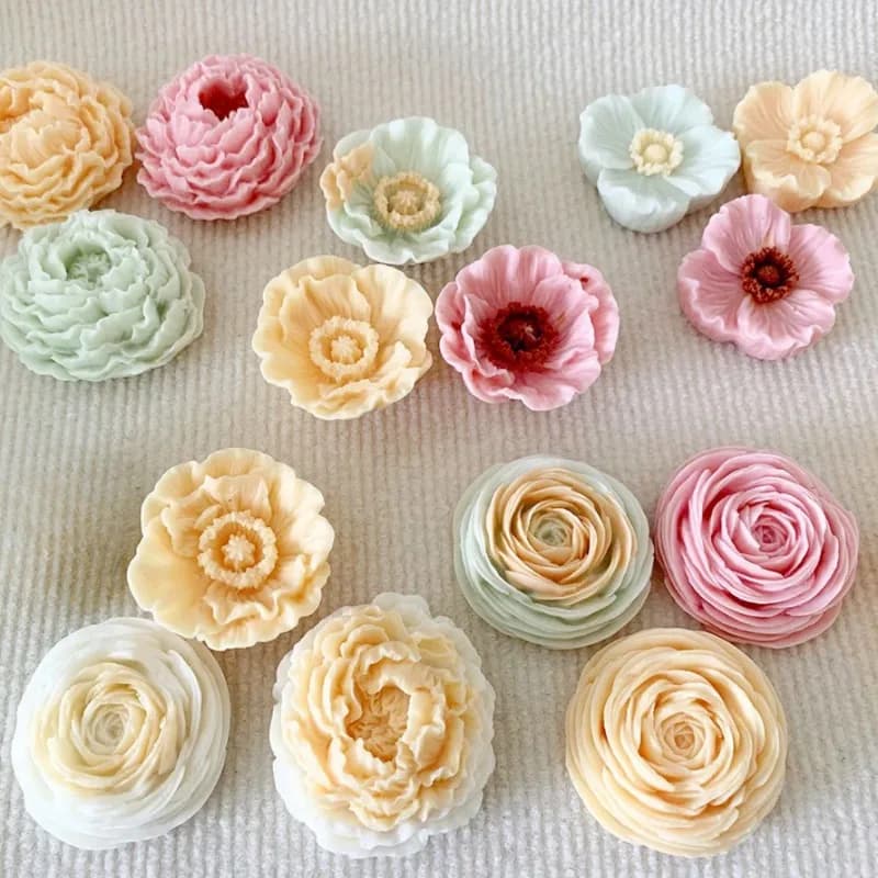 Stampi in Silicone Multi-Stile per Candele Profumate a Forma di Rosa e Peonia, Stampi per Sapone Fai-da-Te, Regali in Gesso per la Mamma, Decorazioni per Matrimoni
