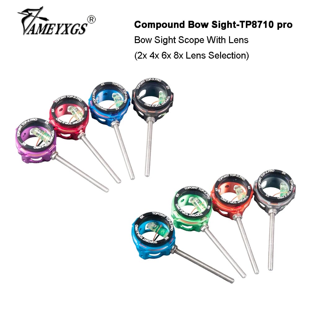 TP8710 Pro Compound Bow Sight 2/4/6/8X Lens Scope Resin Material ID 29mm OD 35mm per arco caccia tiro con l'arco tiro al bersaglio