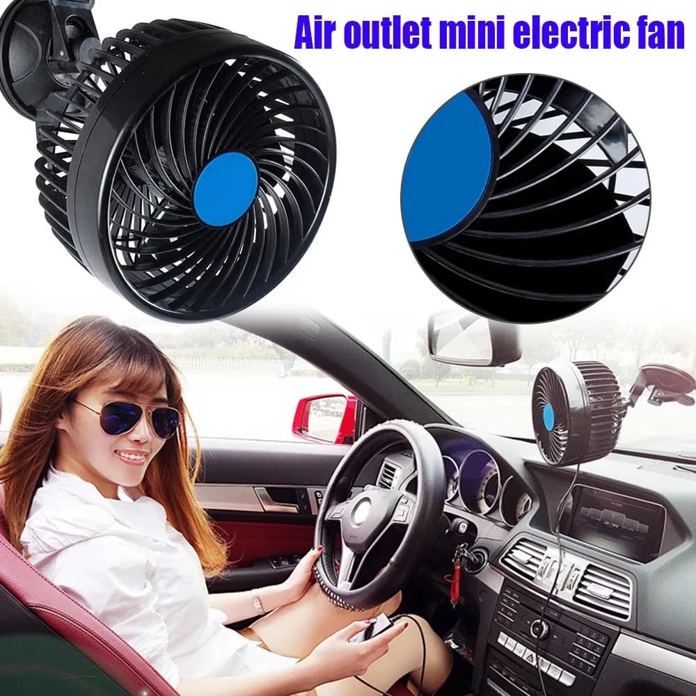 Ventilatore Elettrico per Auto 12/24V, Ventilatore di Raffreddamento Potente, Ventilatore a Circolazione d'Aria Regolabile con Ventosa per Veicoli e SUV