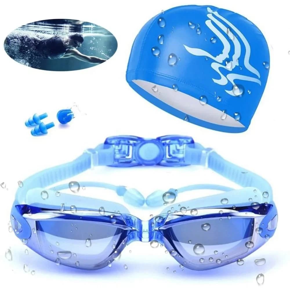 Waterproof swimwear and headphone set 4 in 1, 400 transparent UV protection lenses