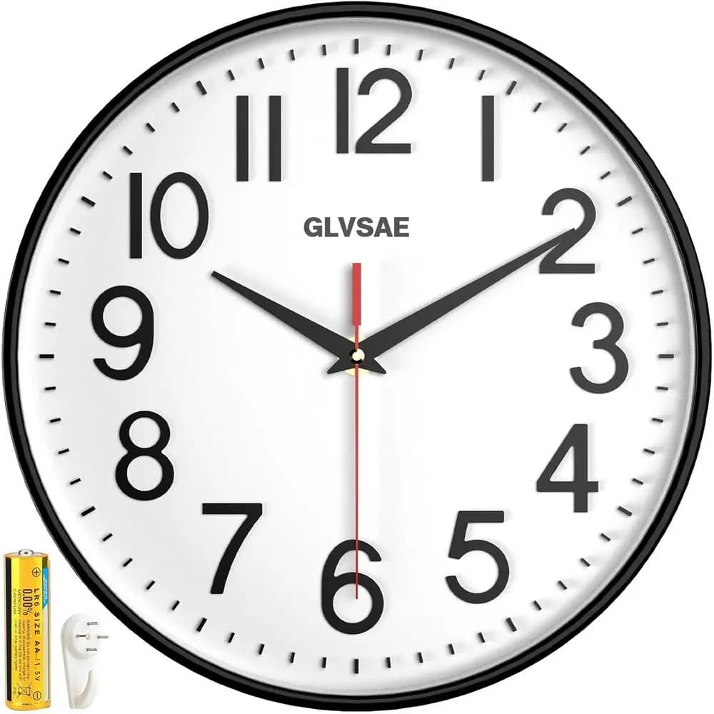 12 Battery-Powered Silent Wall Clock with Large, Easy-to-Read Dial for Home, School, and Office