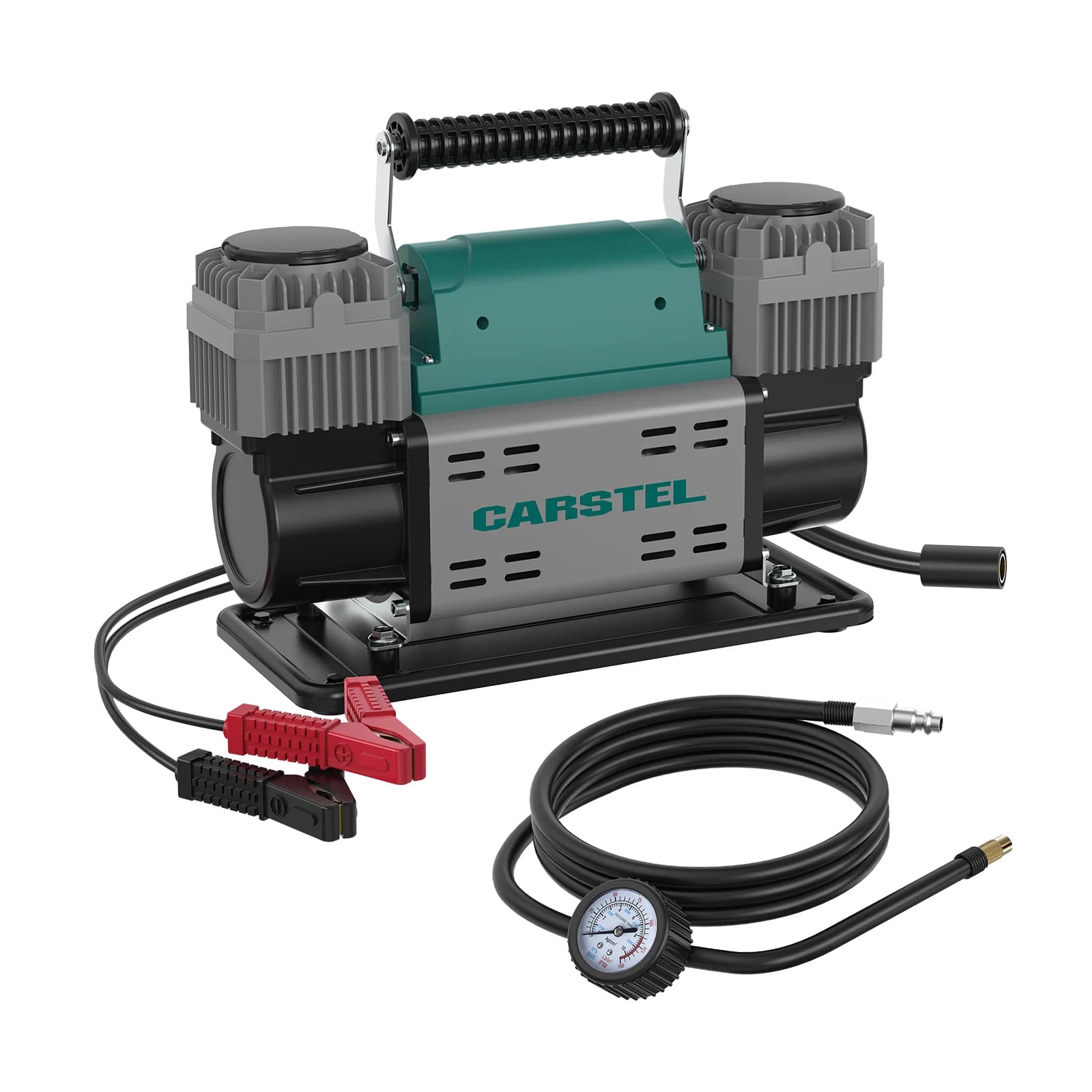 Compressore d'aria Carstel 125PSI per impieghi gravosi, gonfiatore pneumatici 12V con manometro per camper, 4x4, camion e pneumatici da 22 pollici+