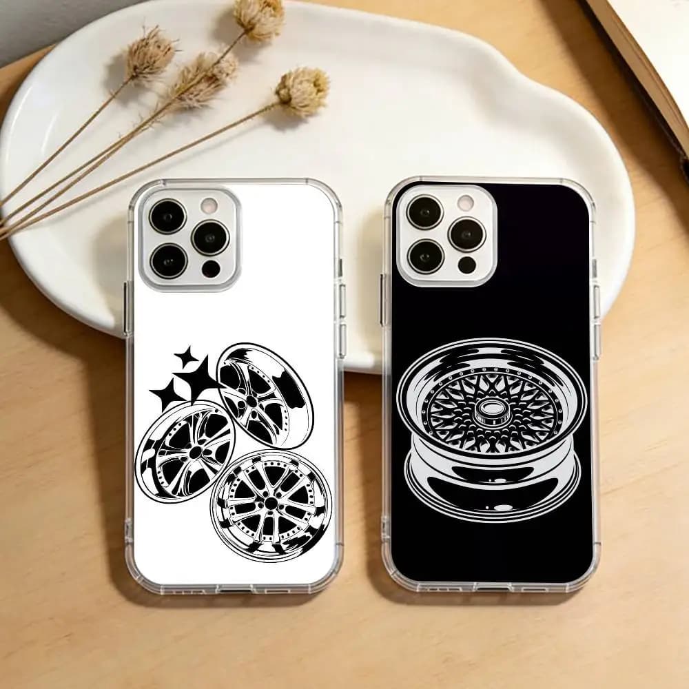 C-car W-wheels Phone Case For iPhone 17 16 15 14 13 12 11 Mini Pro Max Plus Transparent Cover
