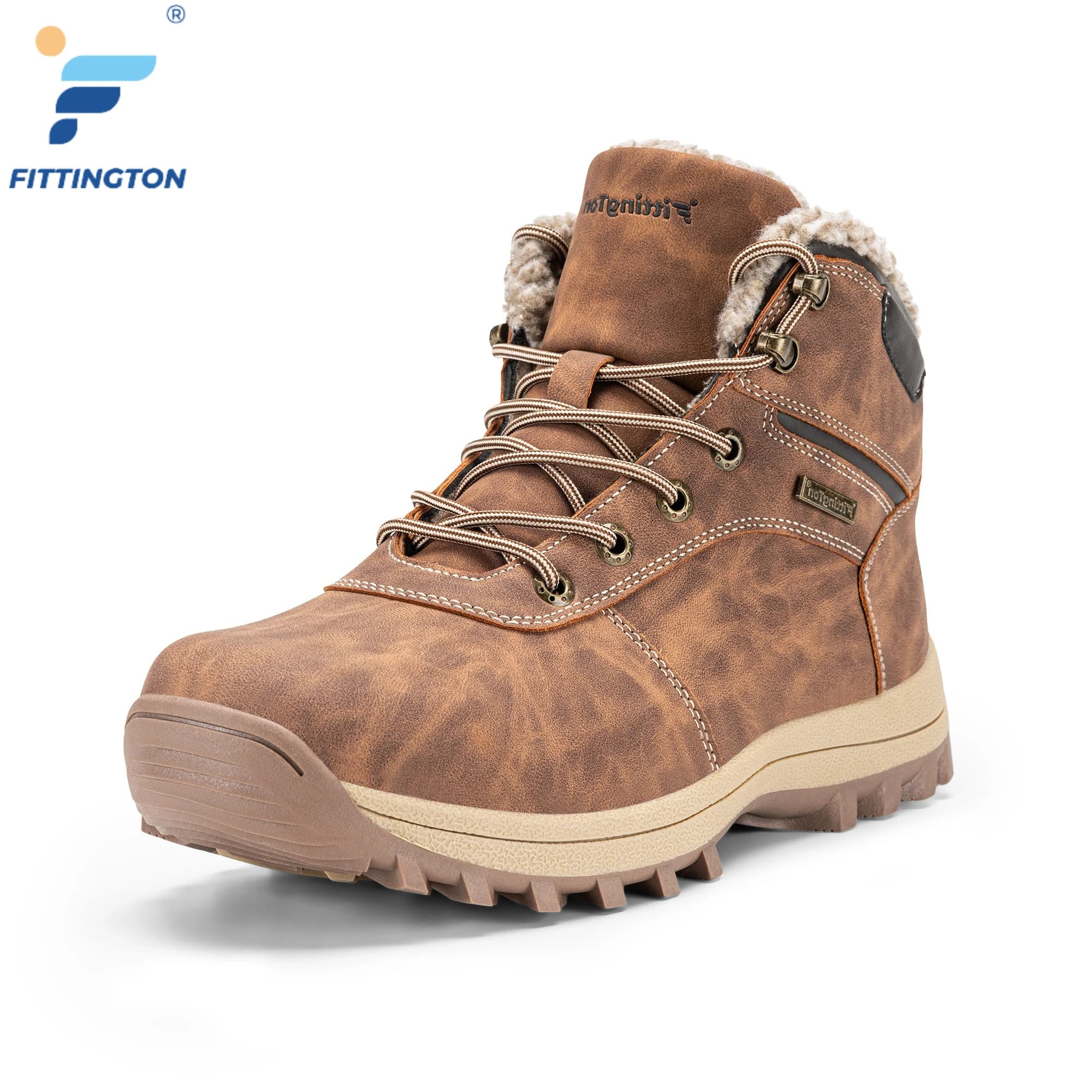 Fitittington Outdoor Men's Hiking Boots Wide Toe Plush Warm Snow Winter Boot Water-repllent Casual Mid-top Trekking Shoes Autumn