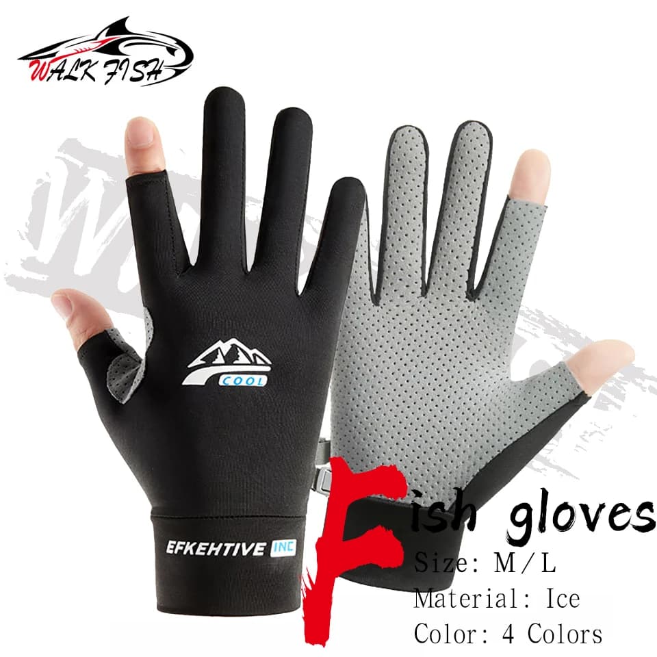 WALK FISH 1 pair of outdoor sports gloves fishing silk waterproof anti slip durable cycling fishing glove