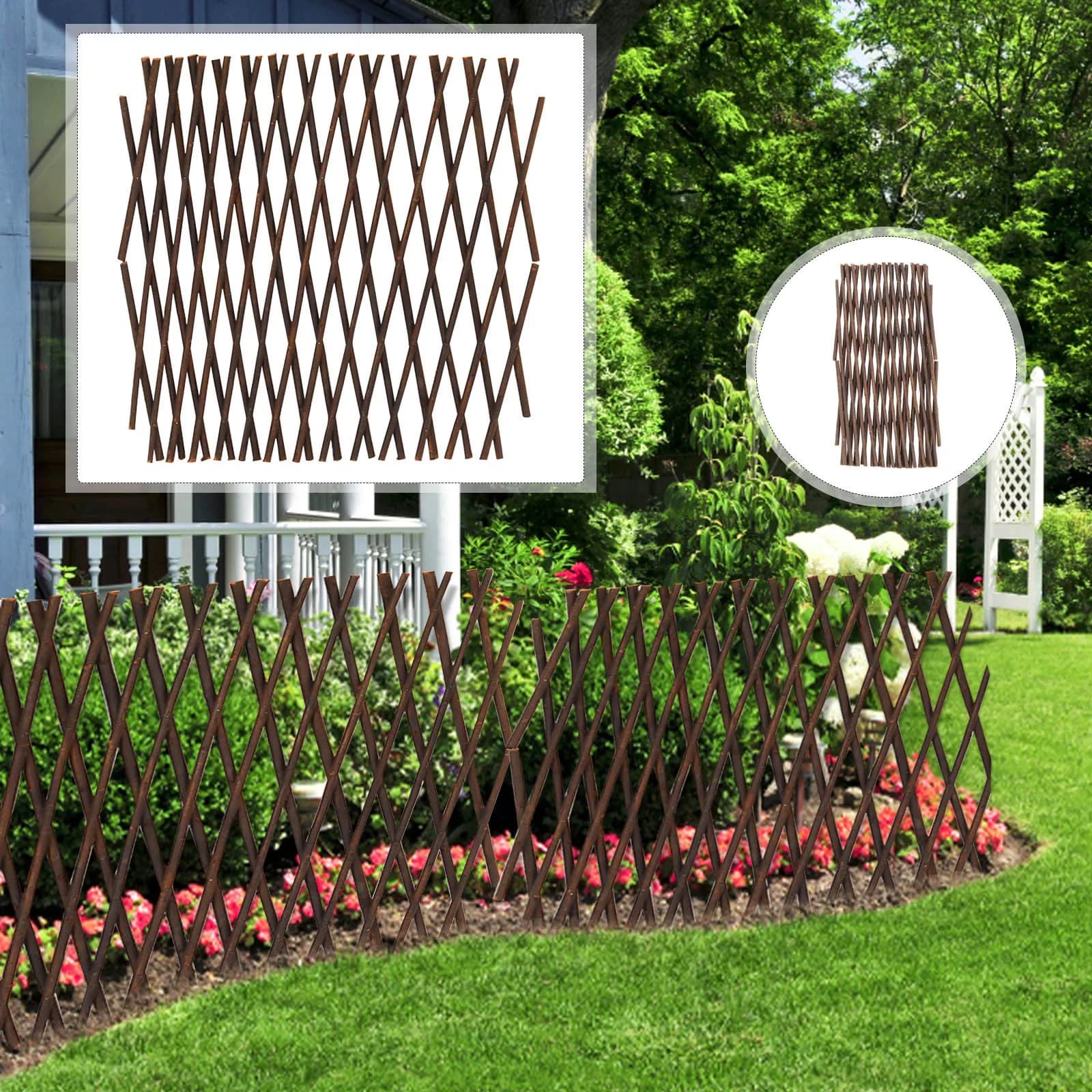 Recinzione Espandibile in Salice 40cm, Traliccio Singolo Retrattile Decorativo per Giardino, Bordo Patio, Prato, Piante Rampicanti - Tendenza 2026 Valla
