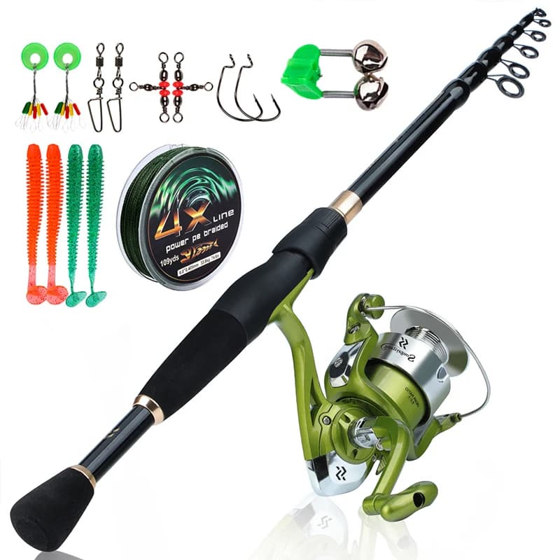 Sougayilang 1.8-2.4m Set di canne da pesca telescopiche mulinello da Spinning ultraleggero con accessori per ganci per esche artificiali di linea kit completi