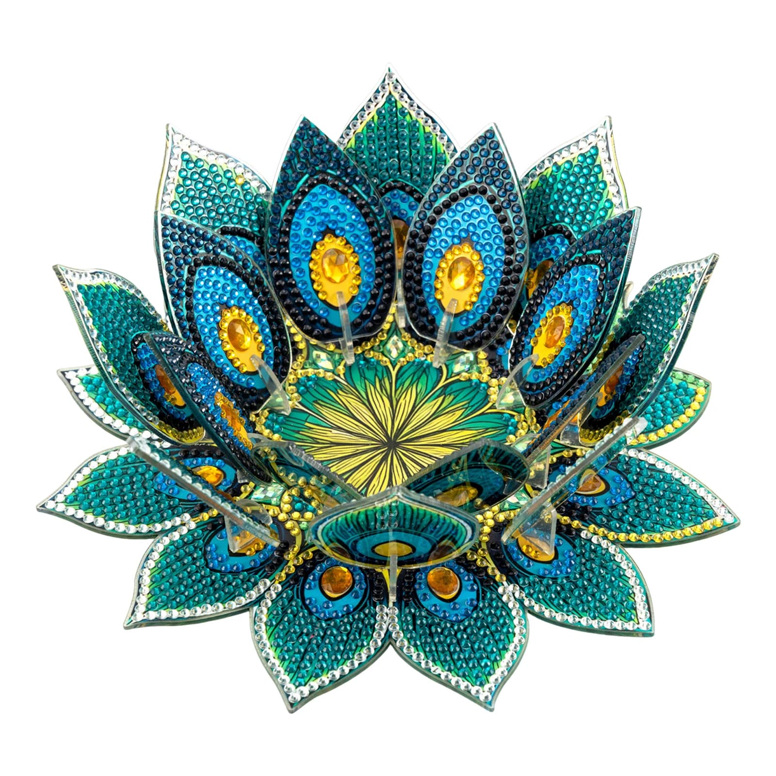 5D DIY Diamond Art Painting Lotus Candlestick Holder Tealight Candle Stand Handmade Home Office Decor for Adults Beginners