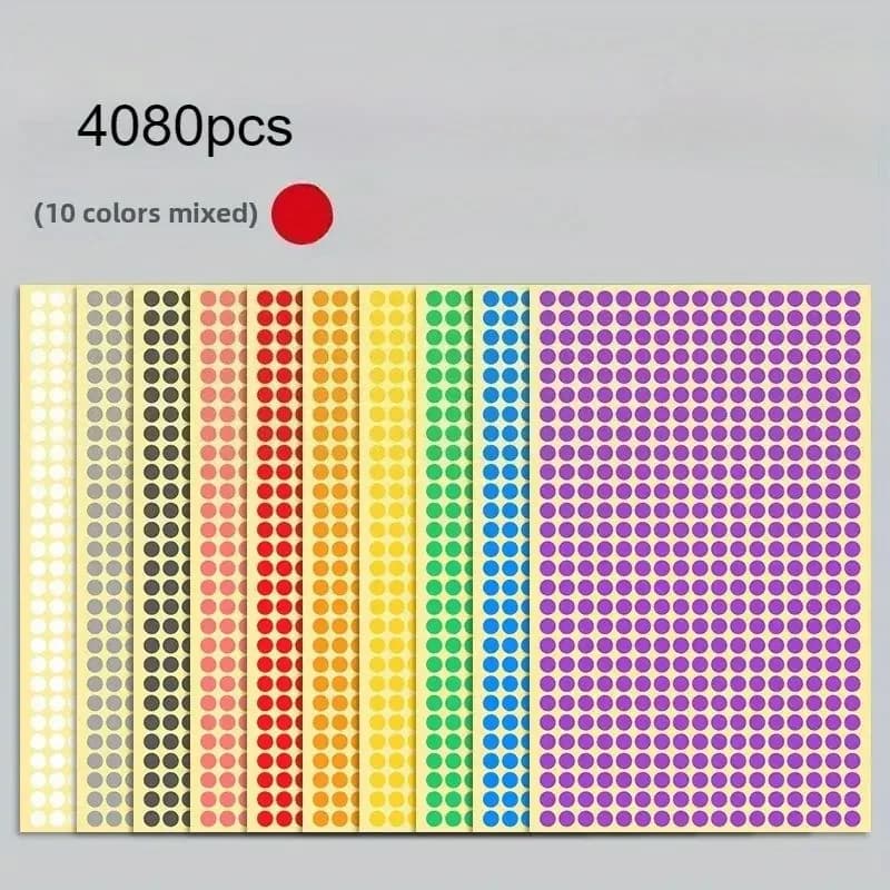 Etichette adesive colorate da 6 mm, adesivi rotondi a punti di colori misti, autoadesivi, fai da te, etichette artigianali, forniture per ufficio e studio, 4080 pezzi