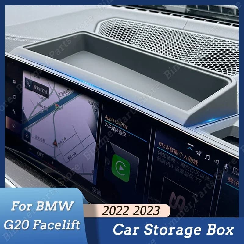 Per BMW Serie 3 G20 Facelift 2022 2023 Auto Console Centrale Schermo di Navigazione Scatola di Immagazzinaggio Organizzatore Nero Accessori Interni