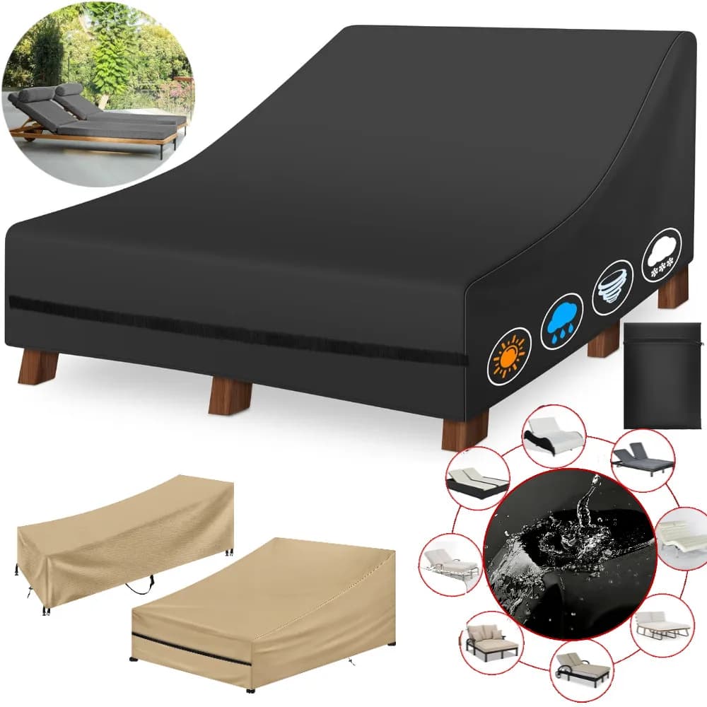 Waterproof Cover for Single/Double Garden Beds, Protective Cover for Rattan Exterior Bed, Garden and Pool Furniture Covers