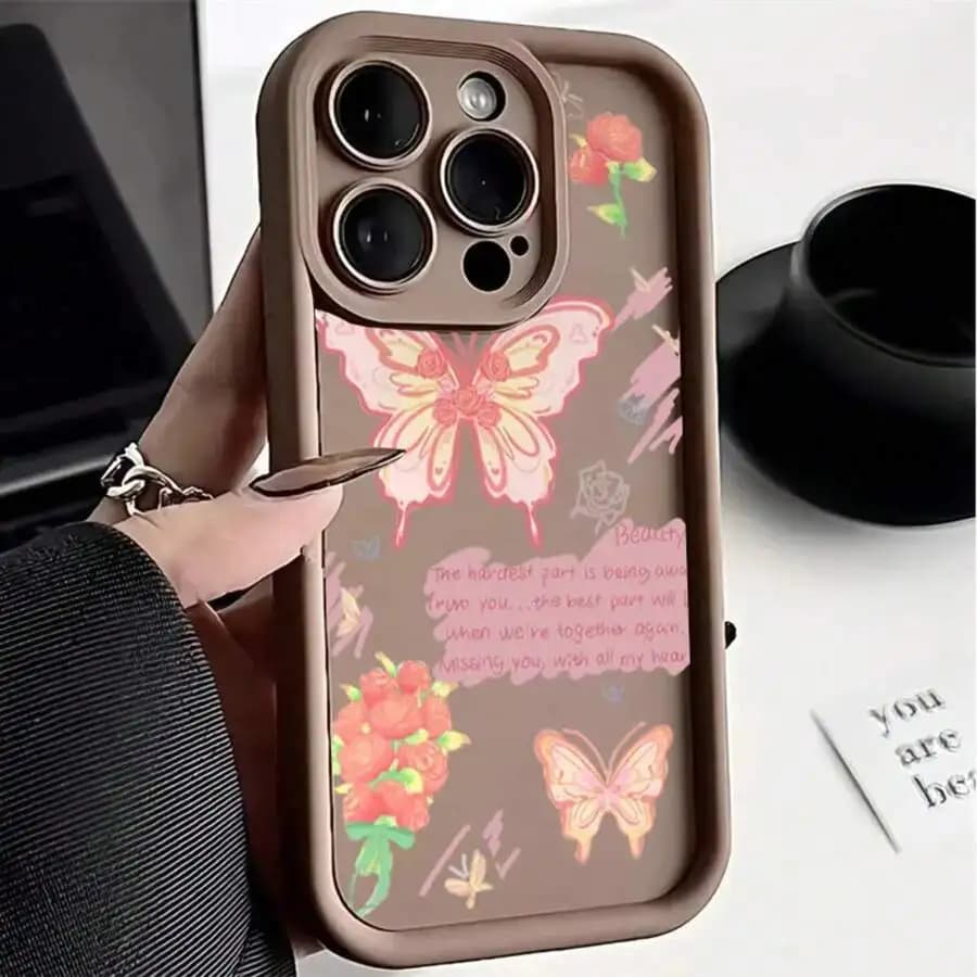 Retro Butterfly Phone Case For iPhone 15 Pro Max 14 Pro 13 Pro Plus Anti-Fall Scratch Resistant Holiday Gift