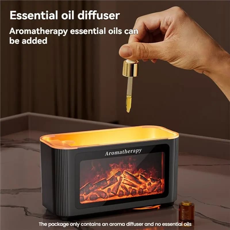 [HOT!A24R】 Simulated Fireplace Flame Humidifier Atmosphere Light Humidifier Desktop Simulated Wood Flame Aroma Diffuser