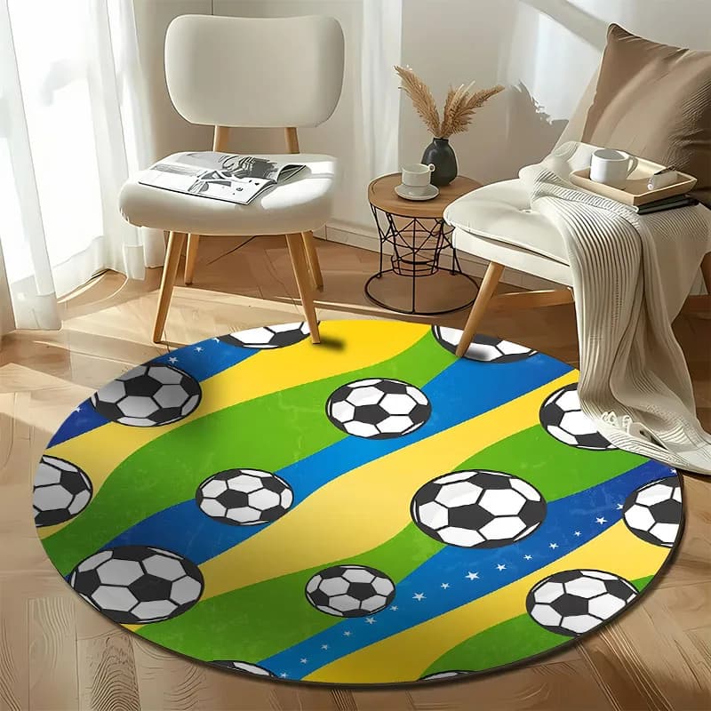 Free shipping! Soccer Pattern Rug for Kids' Playrooms and Sports Areas round carpet for home sofa bedroom, gift