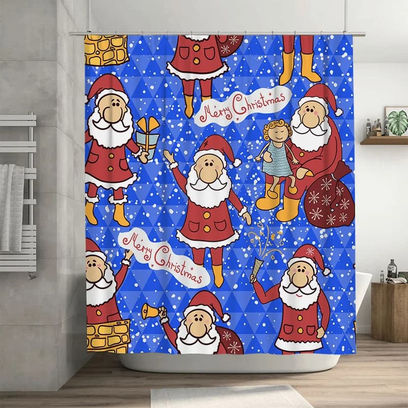 TU Simpatico modello Babbo Natale Tenda da doccia Decorazioni per il bagno di Natale Vacanza Festiva Fodera in tessuto impermeabile Tessili per la casa di Natale