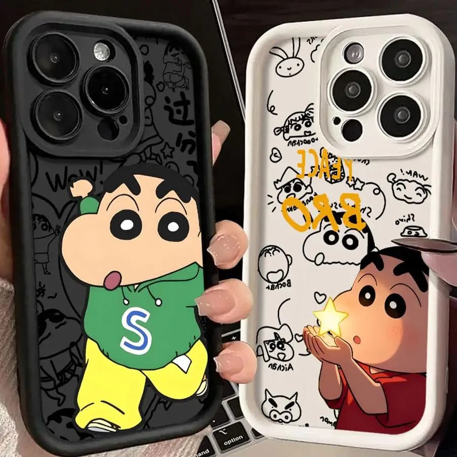 Custodia per iPhone 17 Pro Max 16 14 17Pro 11 12 Pro 15 Plus Air 13 Cover Lusso Carina Crayon Shin Chan Funda