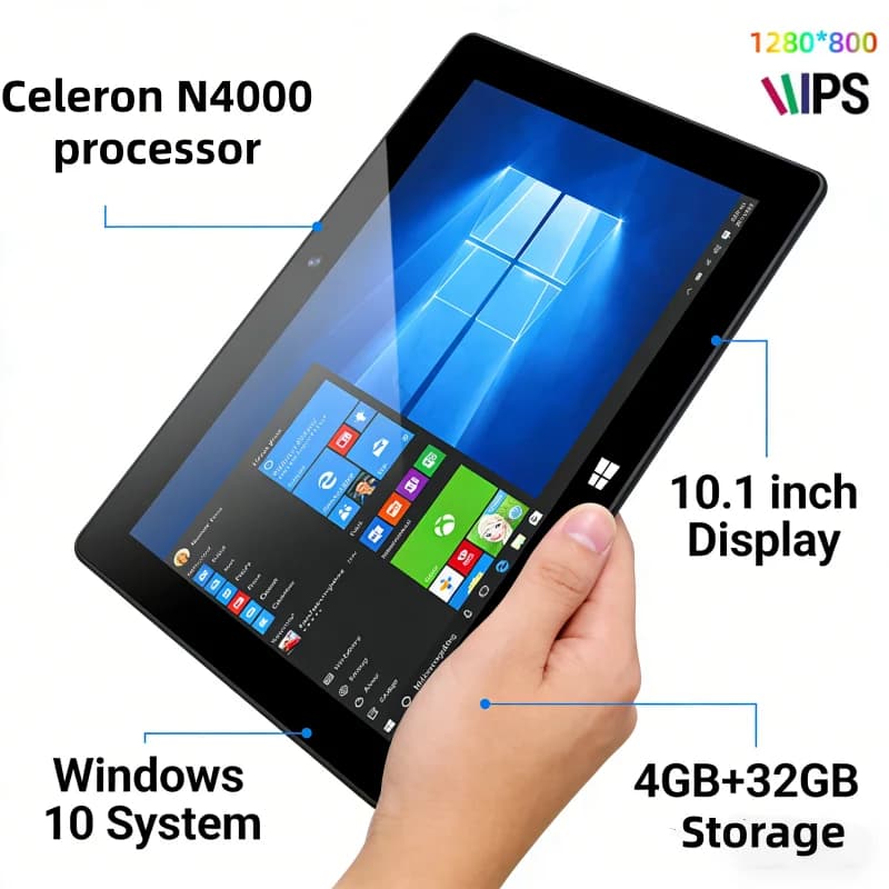 Tablet PC MTL10W 64bit Windows 10 da 10.1 Pollici, CPU Celeron N4000, 4GB RAM, 32GB ROM, Risoluzione Schermo 1280*800, Batteria 4000mAh, Porta HD-MI