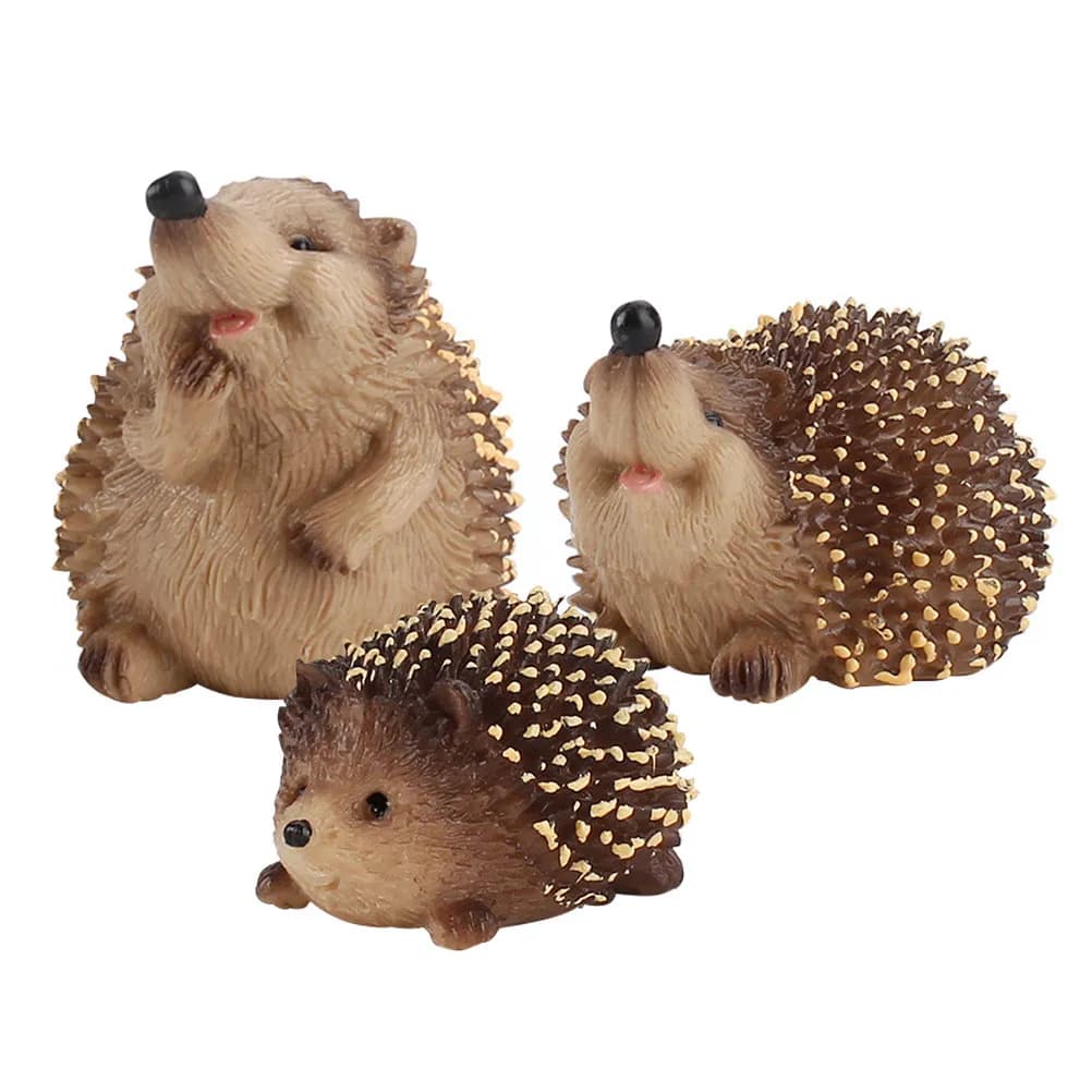 Set di 3 Figure Realistiche di Riccio per l'Apprendimento dei Bambini, Decorazione per Casa e Giardino, Ornamento Educativo di Fauna Selvatica, Riccio Simulato