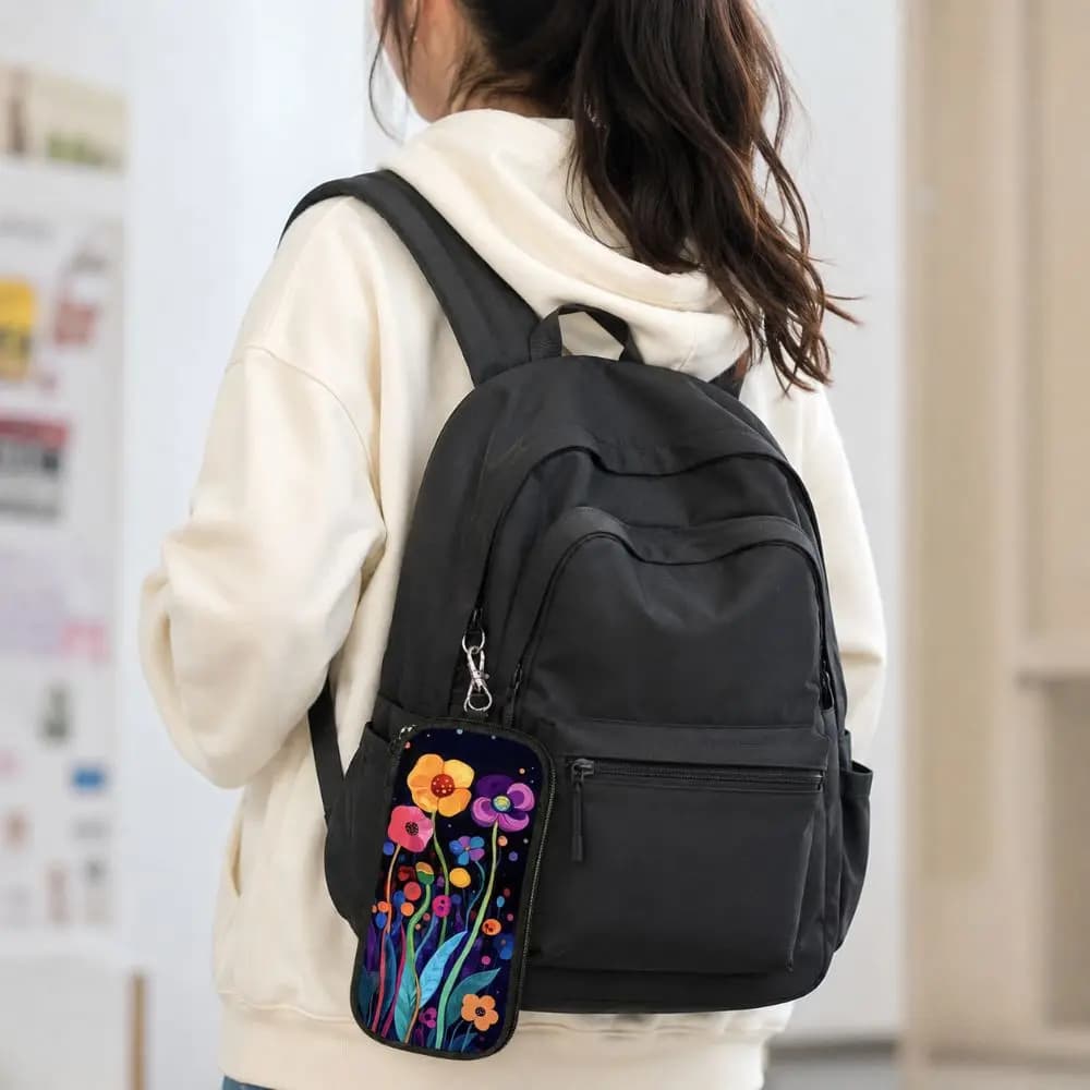New PVC Printed Coin Purse Water-resistant Dragonfly Flower Wallet for Women Portable Lightweight Mobile Phone Bag Friends Gift