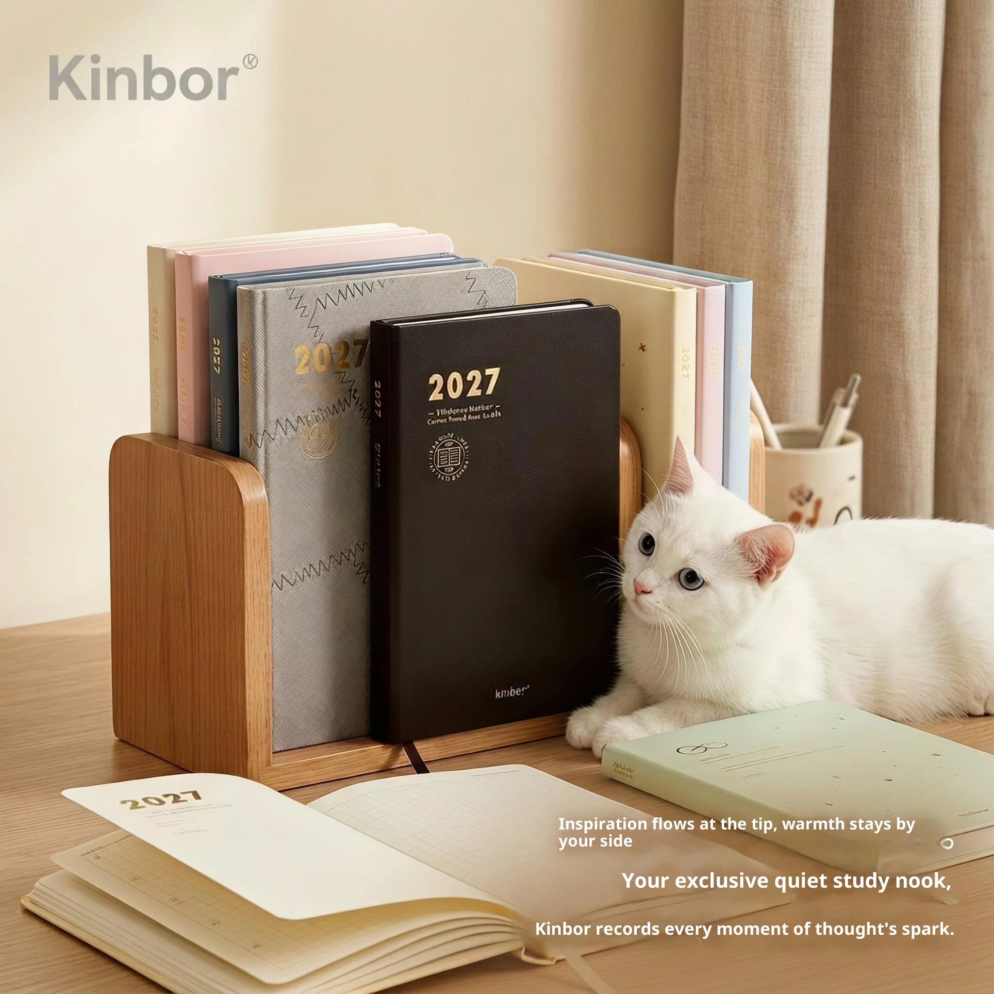 Kinbor 2027 A5 Weekly Planner Notebook PU Soft Cover One Week Two Pages Diary Journal 52g Thick Paper Office Agenda Organizer