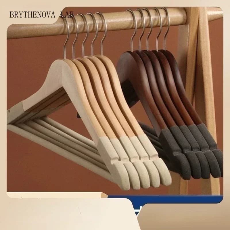 Flocking solid wood hangers, non-slip and non-trace, home Hangers, Clothes Wooden Clothes Stores, Hotels