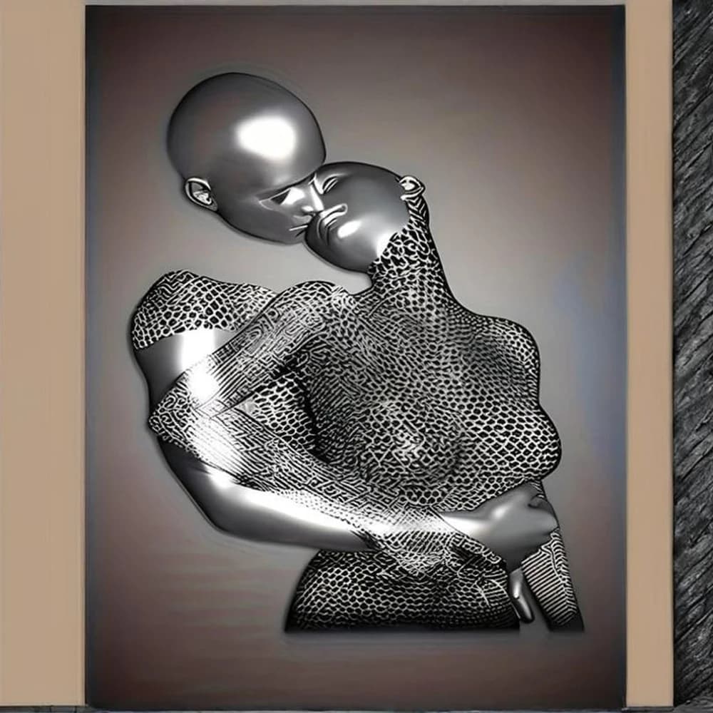 2026 Modern Metal Sculpture Huge Canvas Painting Love Theme Wall Art for Bedroom Living Room Office Decoration 1PC Unframed